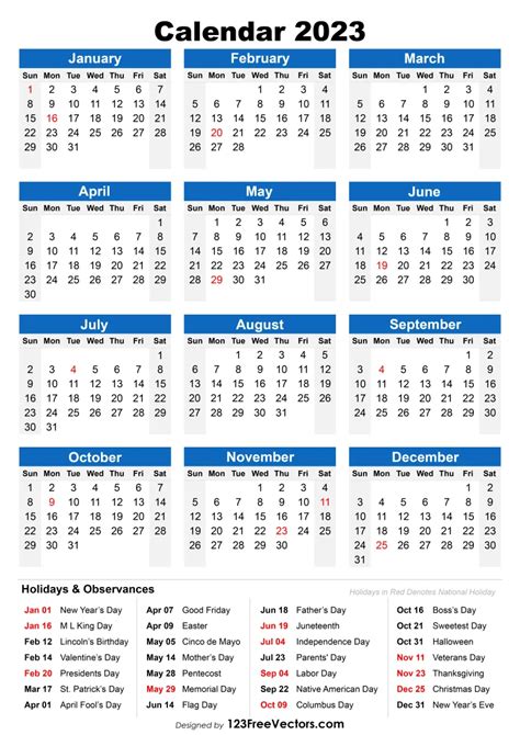 Free 2023 holiday calendar – Artofit