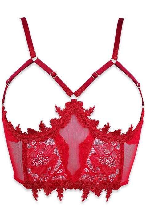 Bustier seins nus rouge Élixir fabriqué en France Luxxa Lingerie