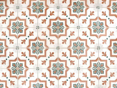 Vintage Floral Pattern Ceramic Tiles Floor Decoration Texture And