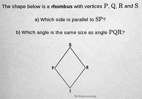 Solved The Shape Below Is A Rhombus With Vertices P Q R And S A