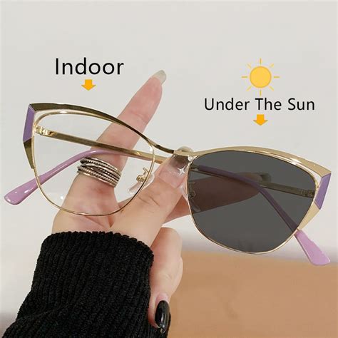 Photochromic Anti Radiation Glasses Women Cat Eye Eyeglasses Frame Anti