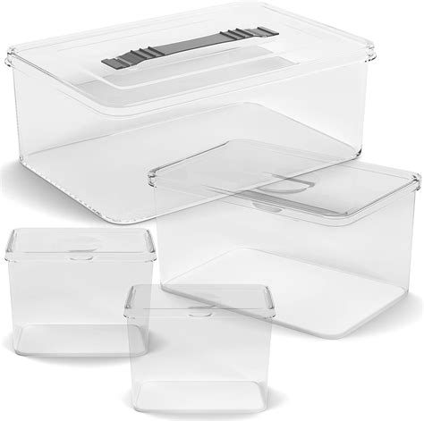 Richards Clear Plastic Storage Bins Set With Lids And Handle For Box