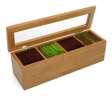 Caja De Te En Madera De Bambu 4 Divisiones