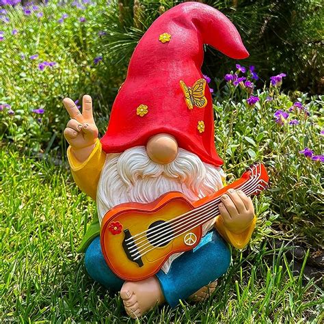 Mood Lab Garden Gnome Funny Hippie Gnome Figurine 925 Inch Tall L