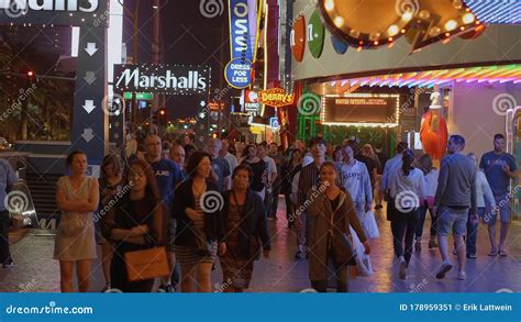 Las Vegas Strip A Popular And Busy Place At Night Las Vegas Nevada October 11 2017