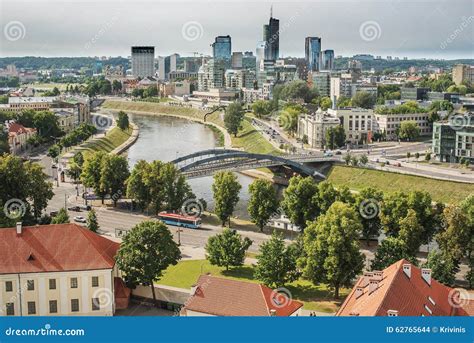 Aerial View Of Old Town In Vilnius Capital City Of Lithuania Stock