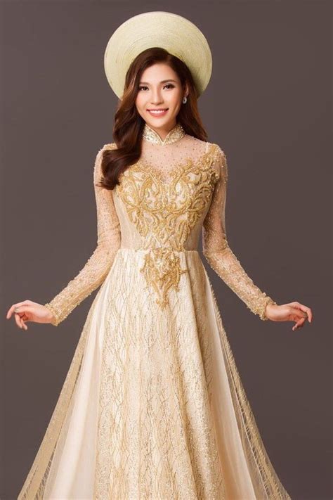 Gold Vietnamese Wedding Ao Dai With Beadings And Sparkly Etsy In 2022