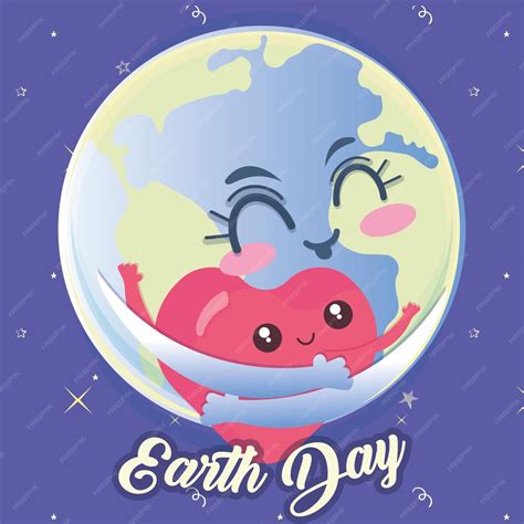 Premium Vector Earth Day Kawaii Illustration Happy Planet Earth