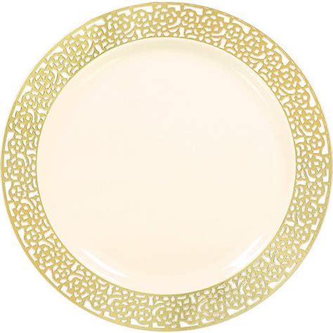 Cream Gold Lace Border Premium Plastic Dinner Plates 10ct Plastic Plates Lace Border Gold Lace