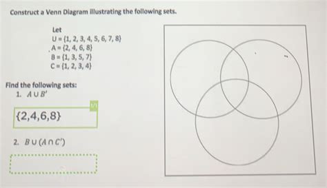 Solved Construct A Venn Diagram Illustrating The Following Sets Let U