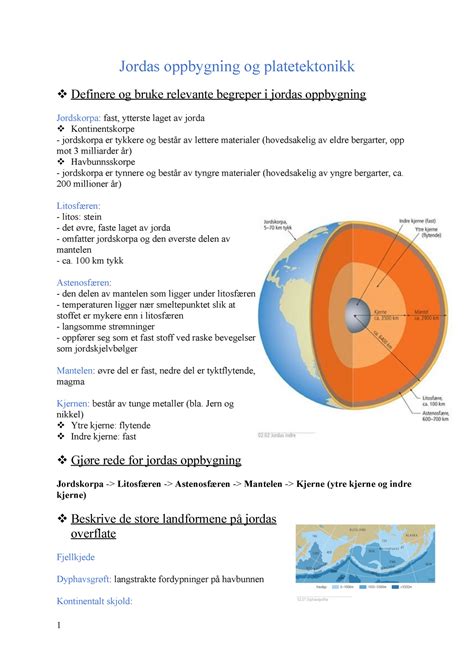 Jordas Oppbygning Platetektonikk Jordas Indre Krefter Mineraler Og