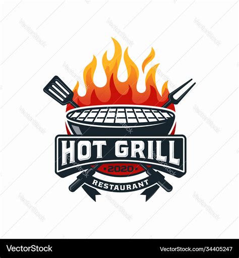 Hot Grill Logo Design Template Royalty Free Vector Image