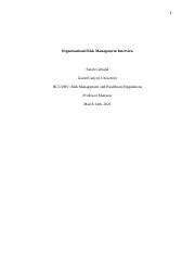 Risk Management Interview Docx 1 Organizational Risk Management