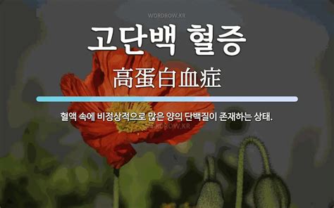 고단백 혈증 뜻 혈액 속에 비정상적으로 많은 양의 단백질이 존재하는 상태