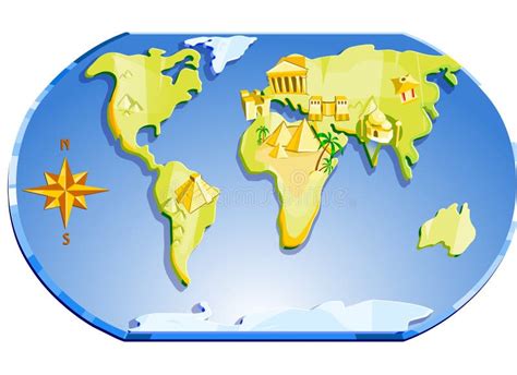 Map Of The World And Compass Stock Illustration Illustration Of Compass Asia 10012681