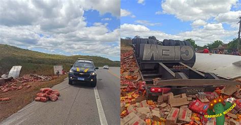 Carreta Carregada De Caf Tomba Na Br Pr Ximo Do Munic Pio De Forquilha