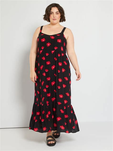 Robe Longue Fleurie Noir Fleurs Kiabi