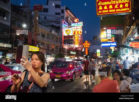 Restaurants And Nightlife In Thanon Yaowarat Road At Night In Central