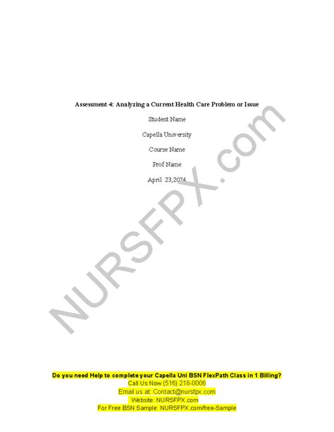 Nhs Fpx Assessment Analyzing A Current Health Care Problem Or