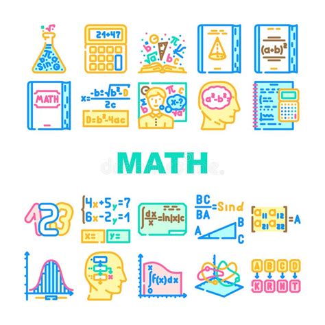 Math Science Education School Icons Set Vector Stock Vector