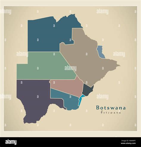 Mapa Moderno Botswana Con Distritos Bw De Color Fotograf A De Stock