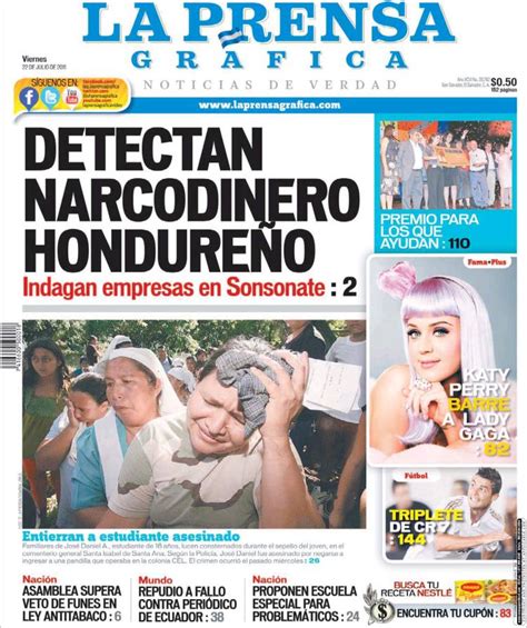 Periódico La Prensa Gráfica El Salvador Periódicos De El Salvador Edición De Viernes 22 De