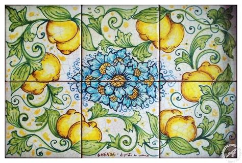 Italian Ceramics Backsplash Tile Panel Lemons 2 Messina Italian