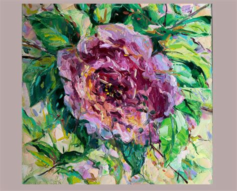 Pink Rose Small Oil Painting On Canvas Original Art Textured Etsy