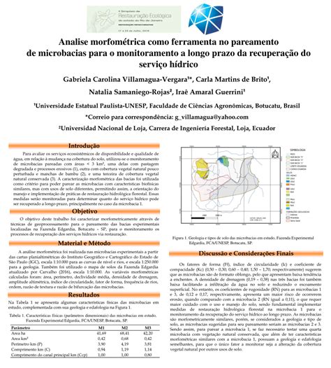 Pdf Analise Morfom Trica Como Ferramenta No Pareamento De Microbacias