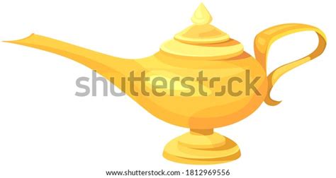 Genies Lamp Cartoon Style Antique Golden Stock Vector Royalty Free