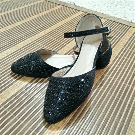 Black Glitter Flats Pump Womens Fashion Footwear Flats On Carousell