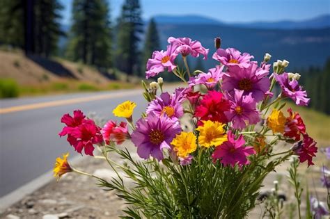 Premium Ai Image Roadside Flowers A Closeup Of Roadside Wildflowers