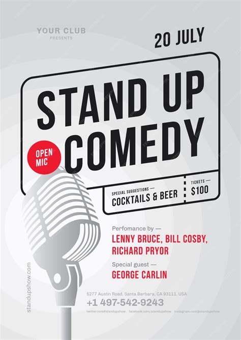 Premium Vector | Stand up comedy poster template