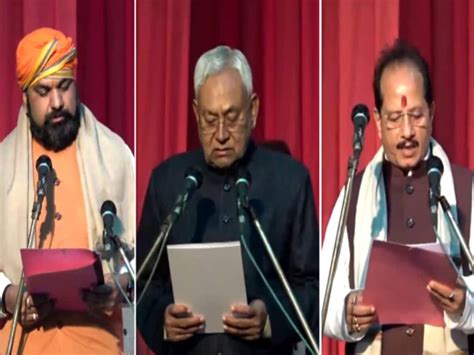 Nitish Kumar Takes Oath Bihar Cm 9th Time Along With Samrat Choudhary Vijay Sinha Bjp Two Deputy