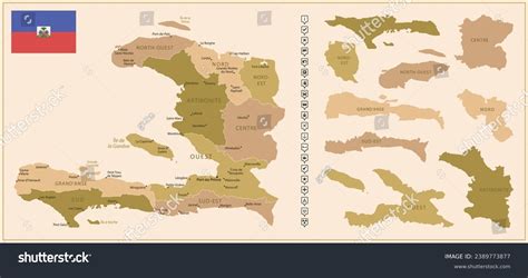 Haiti Detailed Map Of The Country In Brown Royalty Free Stock