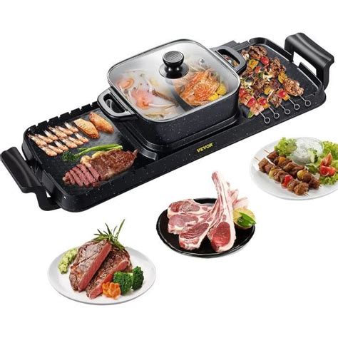 VEVOR Hot Pot BBQ 2400 W Gril Électrique Multifonctionnel 73 5 x 26 5 x