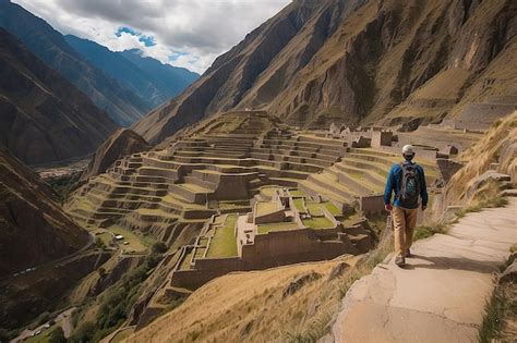 Turista Explorando As Trilhas Incas E O S Tio Arqueol Gico Em