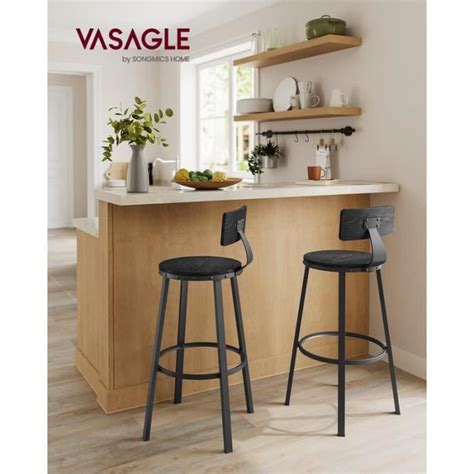 Tabouret De Bar VASAGLE Lot De 2 Style Industriel Cadre En