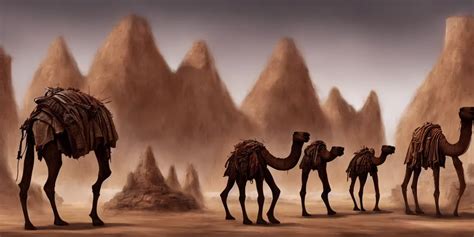 Bipedal Humanoid Camel Merchants In Town Square Stable Diffusion