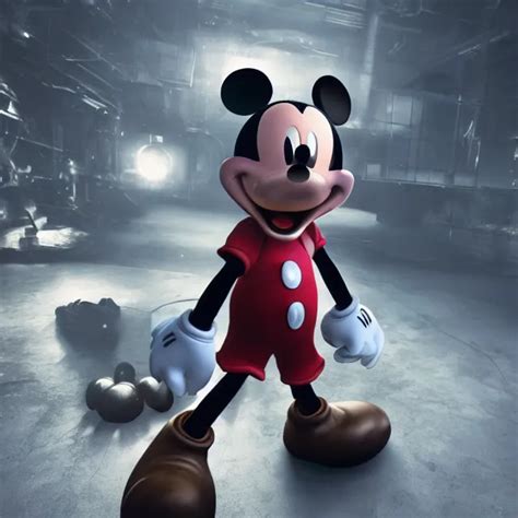 Ultra Realistic Mickey Mouse Wearing Heavy Armour And Stable