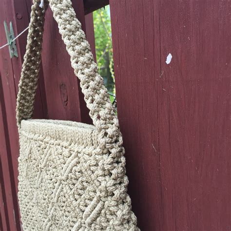 Vintage Purse Brown Macrame Tote Bag Beach Bag Hand Made Etsy