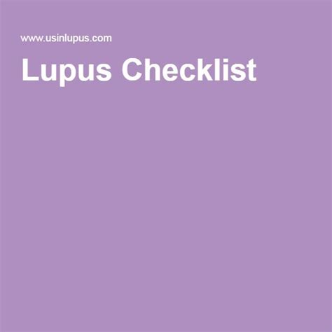 Printable Lupus Checklist