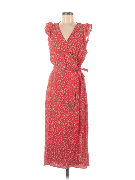 Ann Taylor Loft 100 Rayon Red Casual Dress Size M 62 Off Thredup