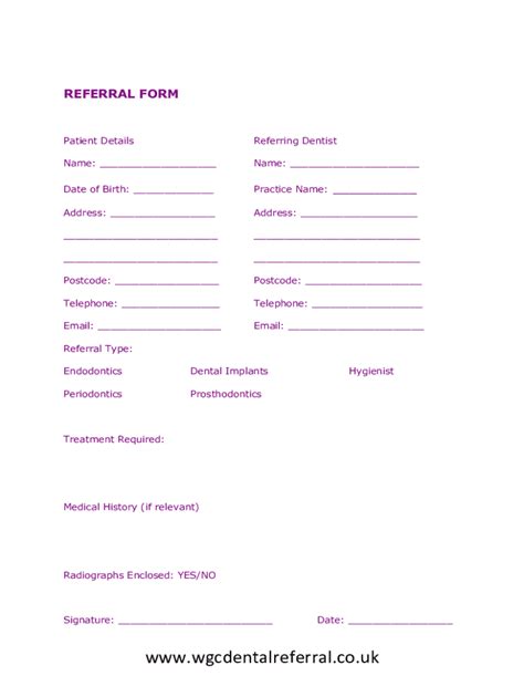 Fillable Online Periodontal Referral Form The Avenue Dental Practice