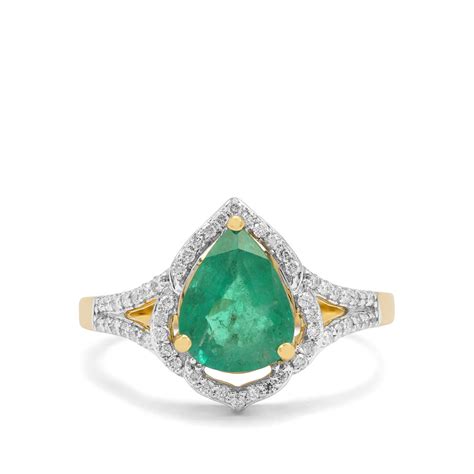 Zambian Emerald Diamond K Gold Tomas Rae Ring Mtgw Cts Gemporia