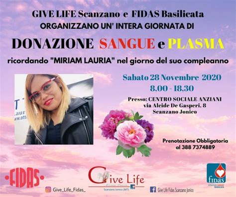 Fidas Donazione Straordinaria In Ricordo Di Miriam Giornalemio It