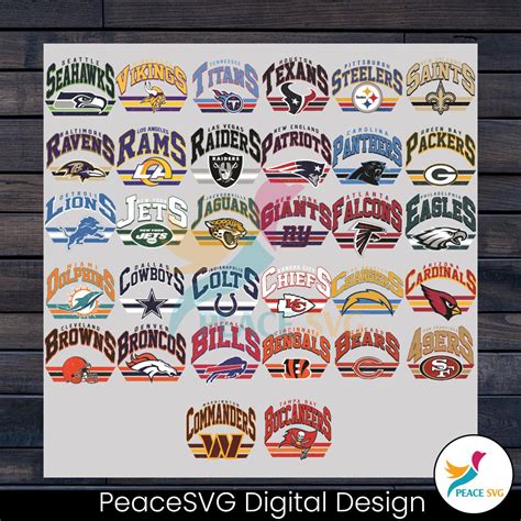 Retro Vintage NFL Football Logo Team SVG Bundle Digital Download - PeaceSVG