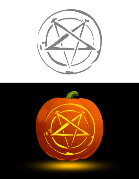 Printable Creepy Pentagram Pumpkin Stencil