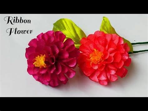 DIY Easy Satin Ribbon Flower Making Dahlia Flower YouTube Ribbon