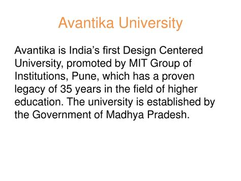 Ppt Learning Ecosystem Of Avantika University Best Engineering